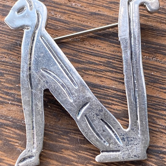 Vintage Sterling Silver Cat Letter N Brooch Made in Mexico Stamped.925 Feline - Picture 7 of 8